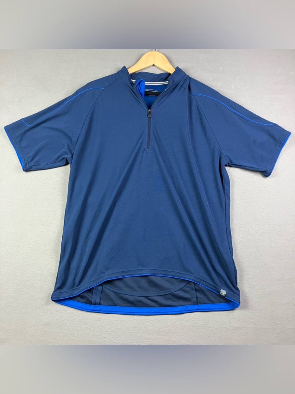 Sugoi Men’s Cycling Jersey Size Large Navy Blue 1/4 Zip Short Sleeve Pocket